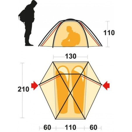 Tenda FORCE 2 Verde Misure - FERRINO