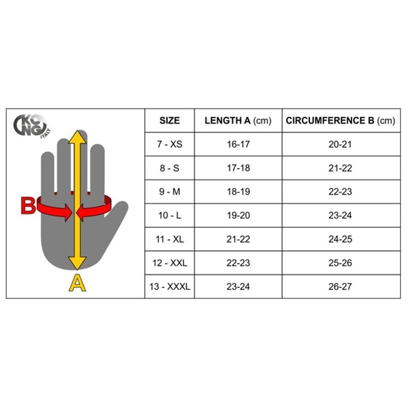 KONG Gloves Size
